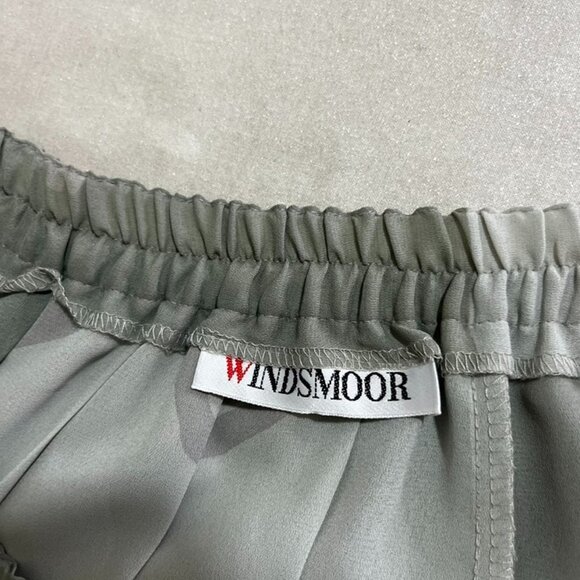 Windsmoor women's skirt L gray patterned maxi pleated elastic waist - Picture 2 of 7